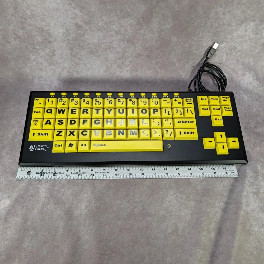 Chester Creek VisionBoard 2 Large Print Yellow High Contrast PC Mac USB Keyboard